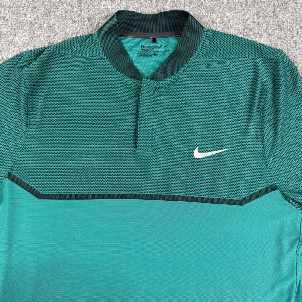 Nike Golf Polo Shirt Mens XL Teal Green Modern Fit Blade Collar Dri-FIT Active
